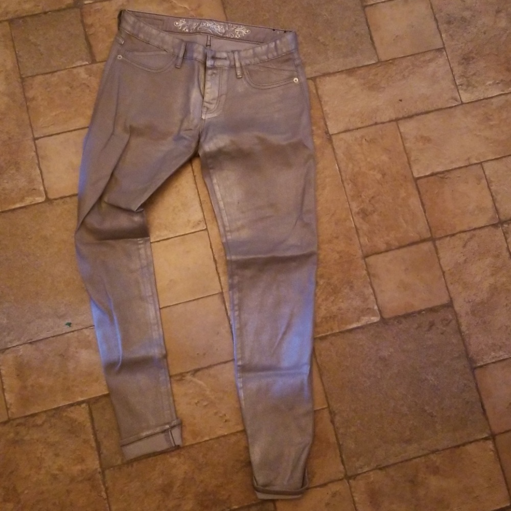 Metallic covered jeans